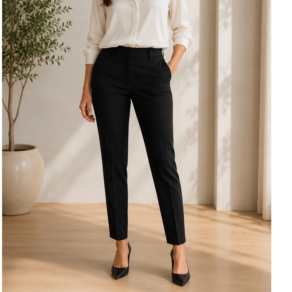 Magaschoni Women Black 100% Wool Straight Leg Dress Pants Trousers Size 8 NWT - Picture 1 of 7